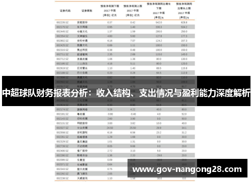 中超球队财务报表分析：收入结构、支出情况与盈利能力深度解析